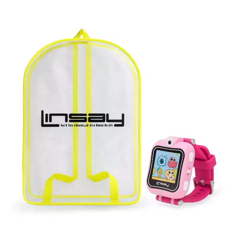 LINSAY Kids Smart Watch PINK Selfie Camera with HD 90 Degrees with Back Pack - Pink