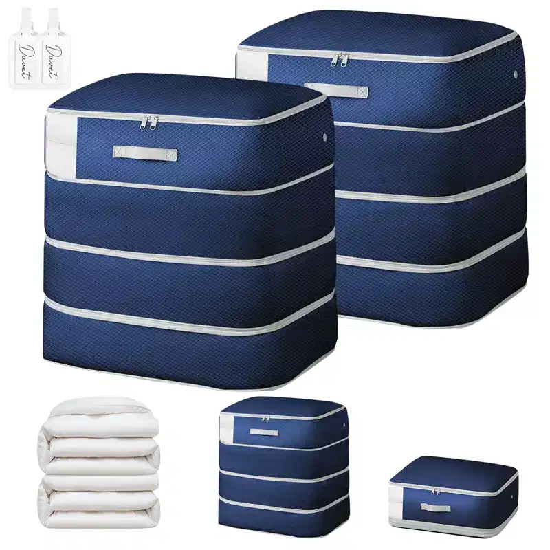 Narwey Comforter Storage Bag - Large Capacity Blanket Storage Bags 4-Layer Ultra