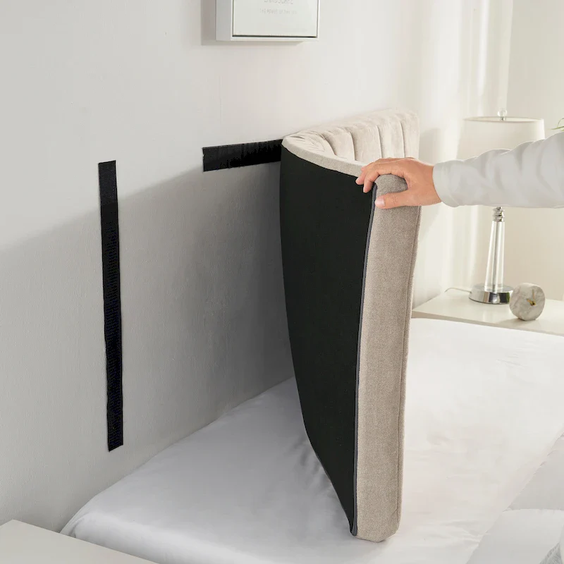 Wall Mounted Upholstered Channel Stitched Headboard &ndash; Easy Assembly