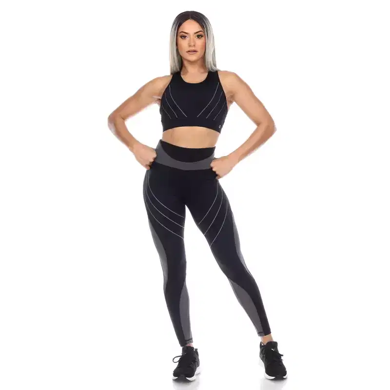 Women's Cut Out Back Mesh Sports Bra & Leggings Set - White Mark
