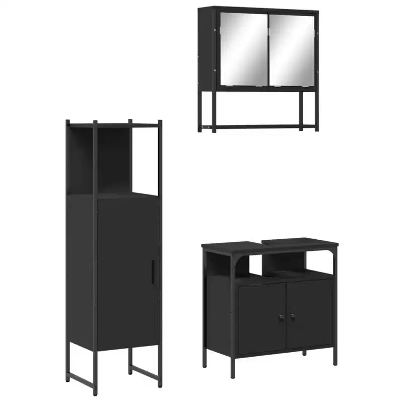 vidaXL Bathroom Furniture Set with Shelf 3 pcs Engineered wood Modern Home