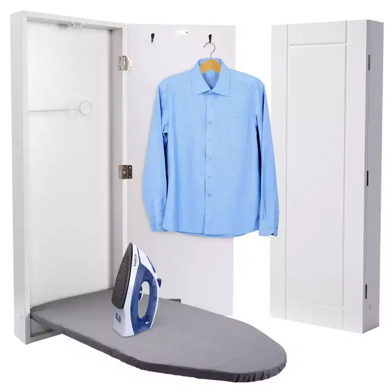 Ivation Ironing Board, Wall Mounted Ironing Board Cabinet W/Right Side Door & Release Lever, White
