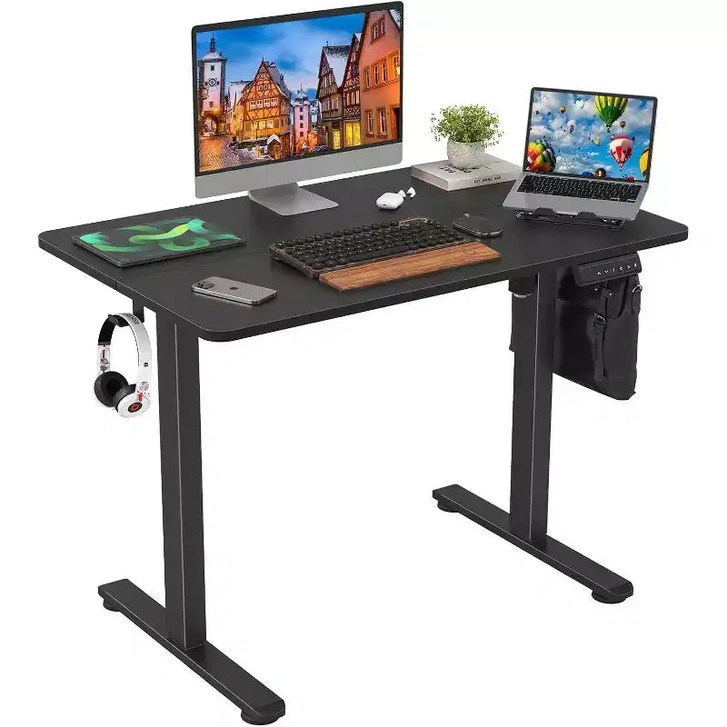 40 x 24 Electric Height Adjustable Standing Desk, Black Desktop with Splice Board