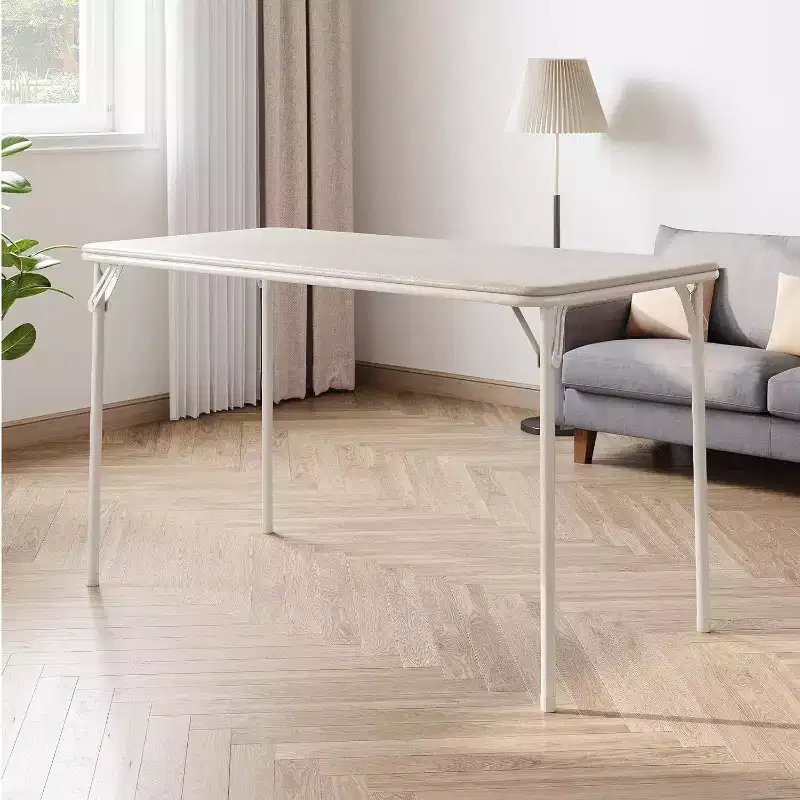Rectangular Sturdy Portable Folding Table - PU Leather Padded Top, Lightweight Card & Camping Table for Home, Picnic, Indoor & OutdoorNo chair