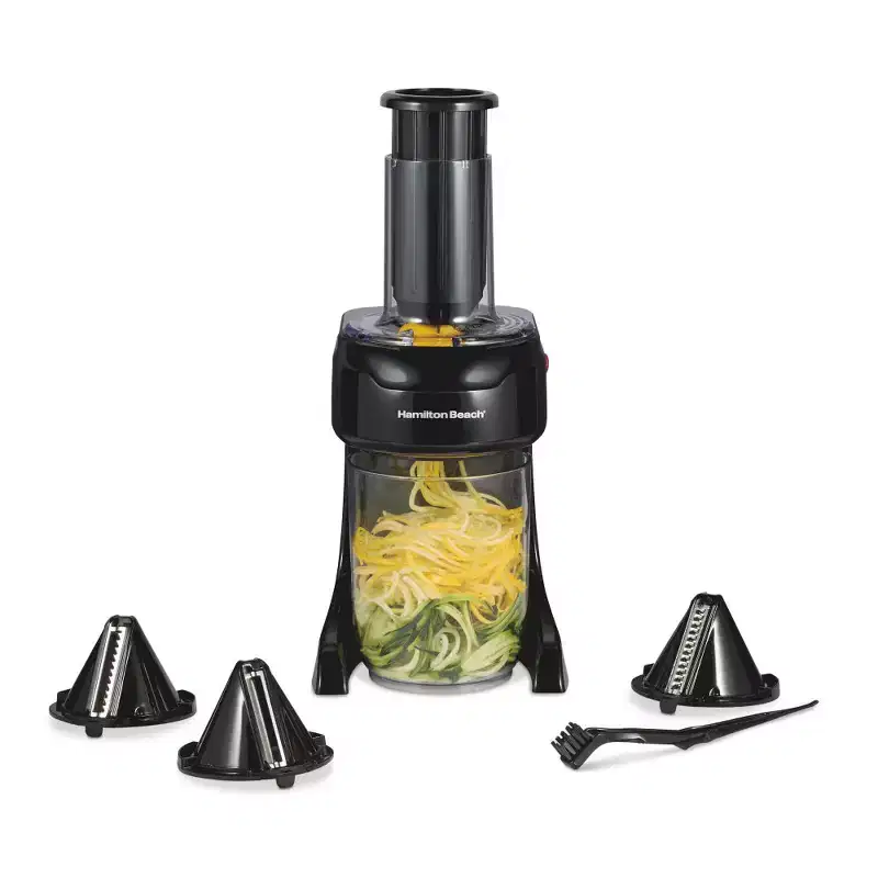 Hamilton Beach 3-Cone Spiralizer - Black: Electric Veggie & Zucchini Spiralizer, Food Slicer, Dishwasher-Safe Parts