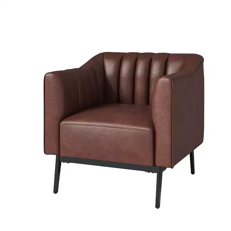 Carsten Industry 30 Wide Faux Leather Chair with Metal Leg|HULALA HOME-BROWN