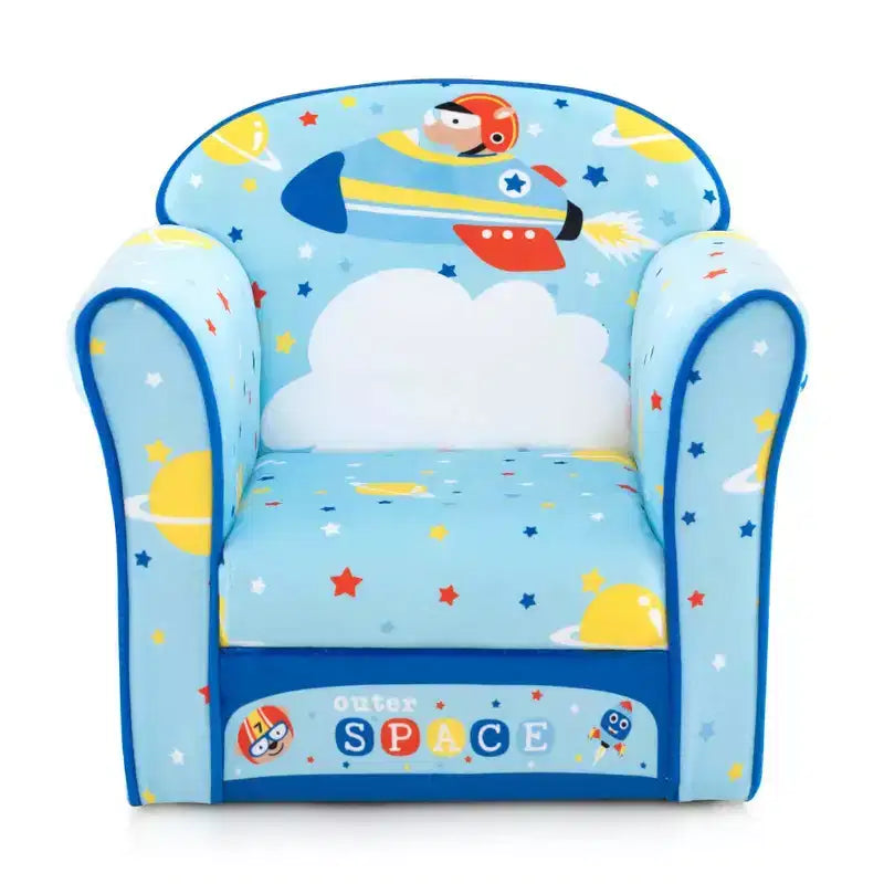 Kids' Sofa Chair �C Toddler Upholstered Armchair, Wooden Frame, Blue