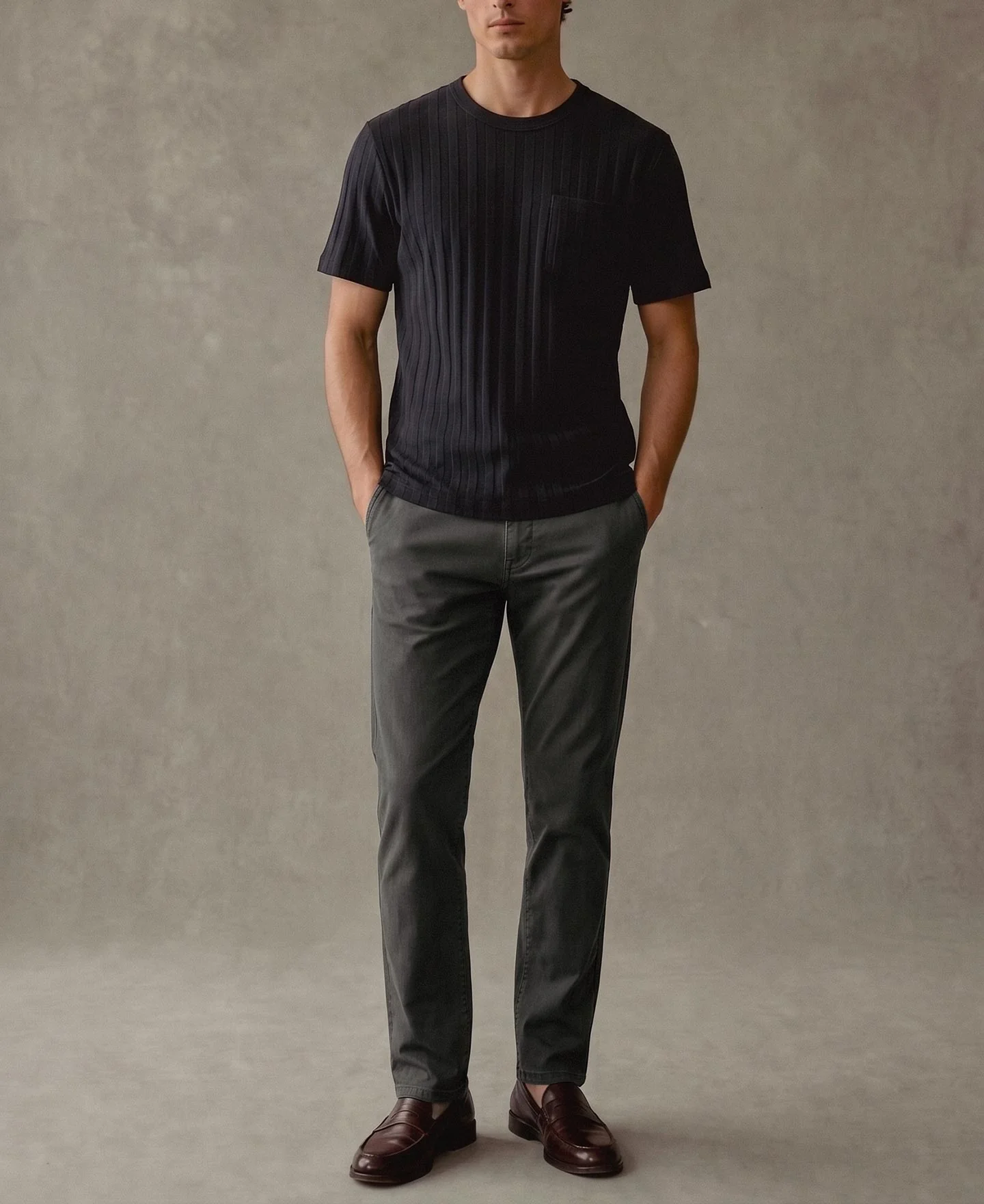 Heavyweight Ribbed Cotton Pocket T-Shirt - Vintage Black