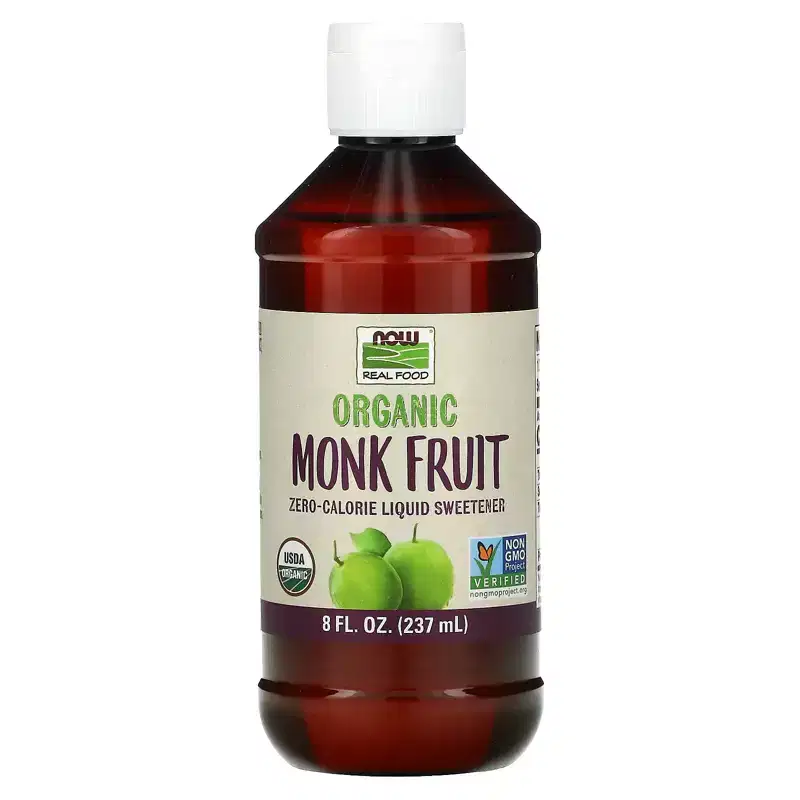 NOW Foods Real Food, Organic Monk Fruit, Zero-Calorie Liquid Sweetener, 8 fl oz (237 ml)