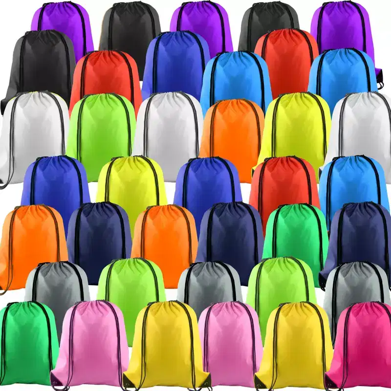 Narwey 40Pcs Drawstring Backpack Bags Bulk Drawstring Bag Foldable Gym Bag Sport Cinch Sack String Backpack Storage Bags (15 Colors)