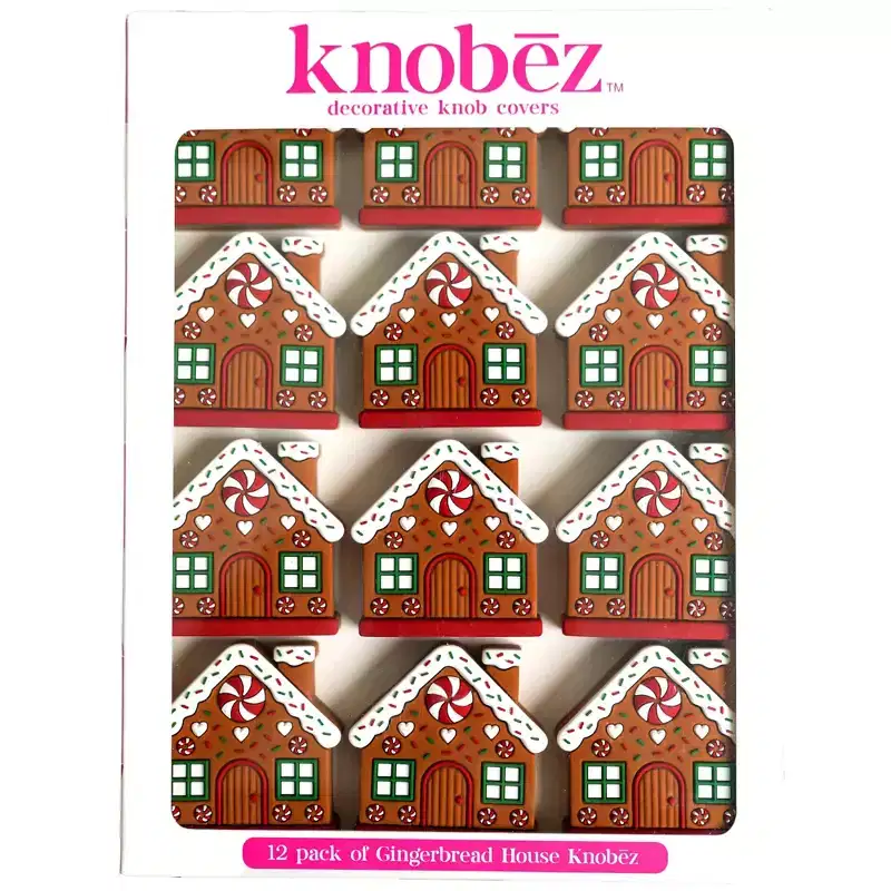 Knobz: Decorative Knob Covers - Gingerbread House, 12pk, Hardware Decoration