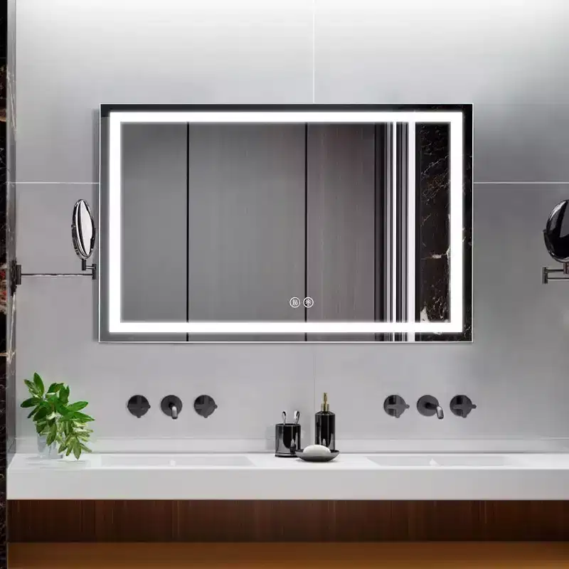 Large Dimmable LED Vanity Mirror with Front & Backlight &ndash; Anti-Fog, 3 Color Temps, Wall Mount