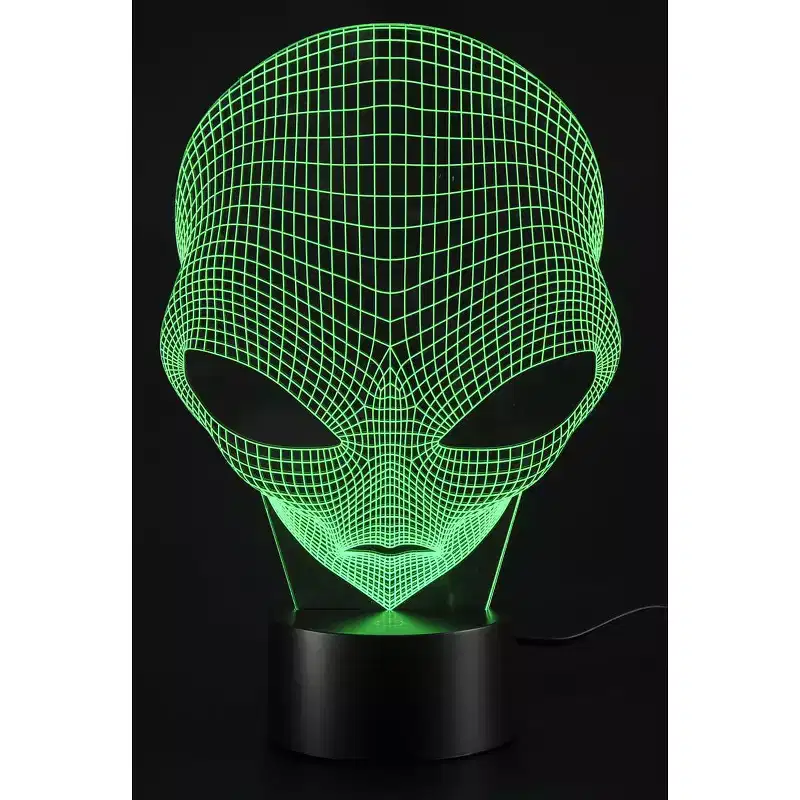 JuzToys 3D Illusion Grow LED Alien Shapes Lamp 7 Colors USB Power