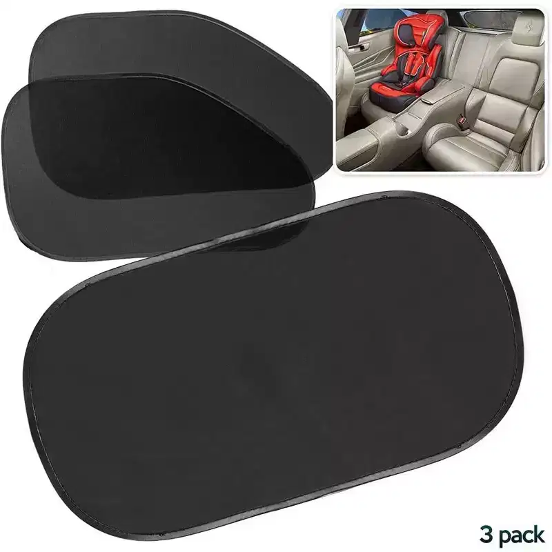 Zone Tech Car Side and Rear Window Cling On Sun Shades  3 Pack Mesh Pop-Up Sunshade- Protects from Sun, Glare and UV Rays-Fits Most Vehicles