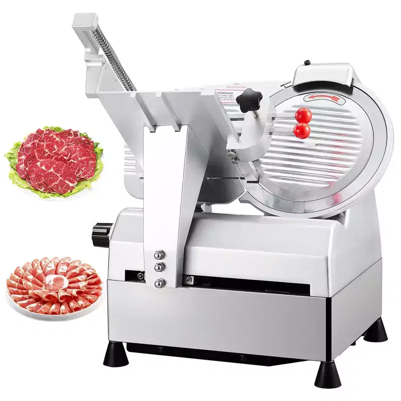Electric Slicer - 10'' Commercial/Home Use, 800W Powerful Motor, 0-0.67'' Adjustable Thickness, Stainless Steel Blade with Auto Sharpener