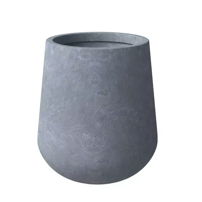 LeisureMod Orchid Collection Decorative Round Fiberstone & Clay Planter - Aged Concrete Finish with Drainage, Available in 8 and 12