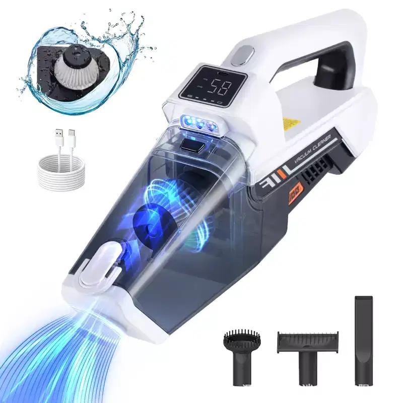 SUGIFT Cordless Handheld Vacuum with LED Display 9000mAh 4 Attachments Washable HEPA for Car Home