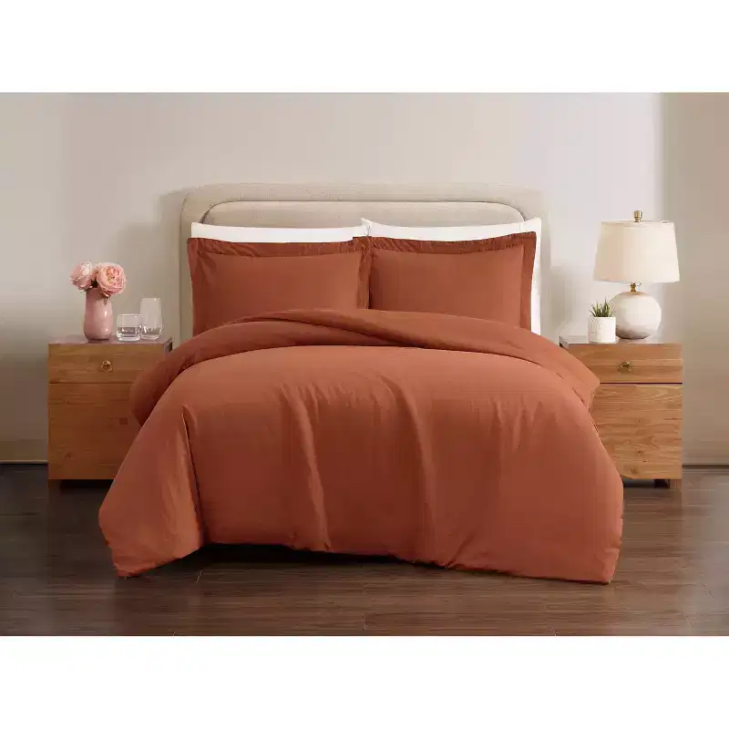 Brooklyn Loom King Flax Linen Duvet Covers Rust/Orange