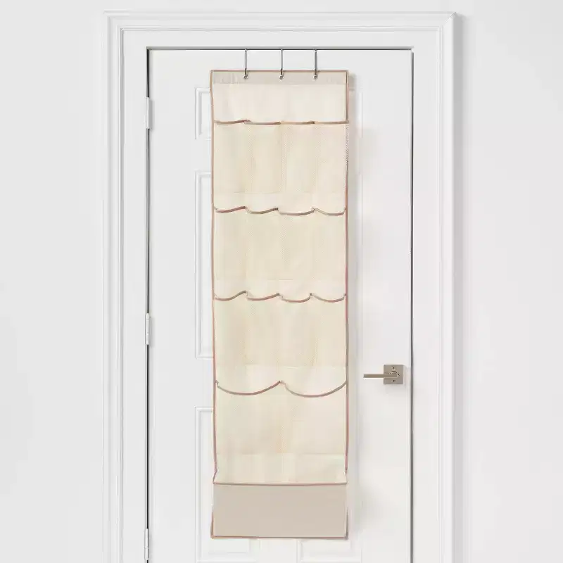 15 Pocket Over-the-Door Hanging Shoe Storage Tan - Brightroom™