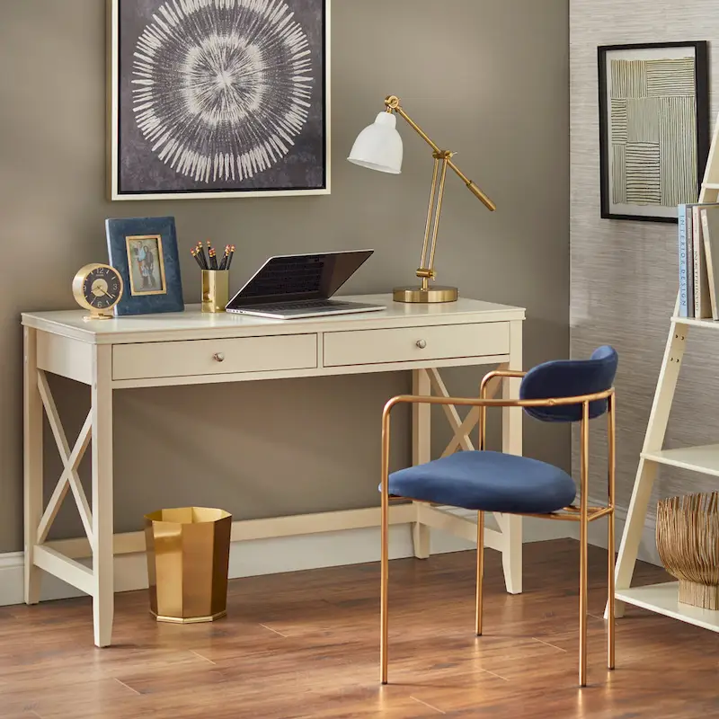 X-Side Writing Desk with 2 Drawers & Metal Hardware �� 47.75�� Wide