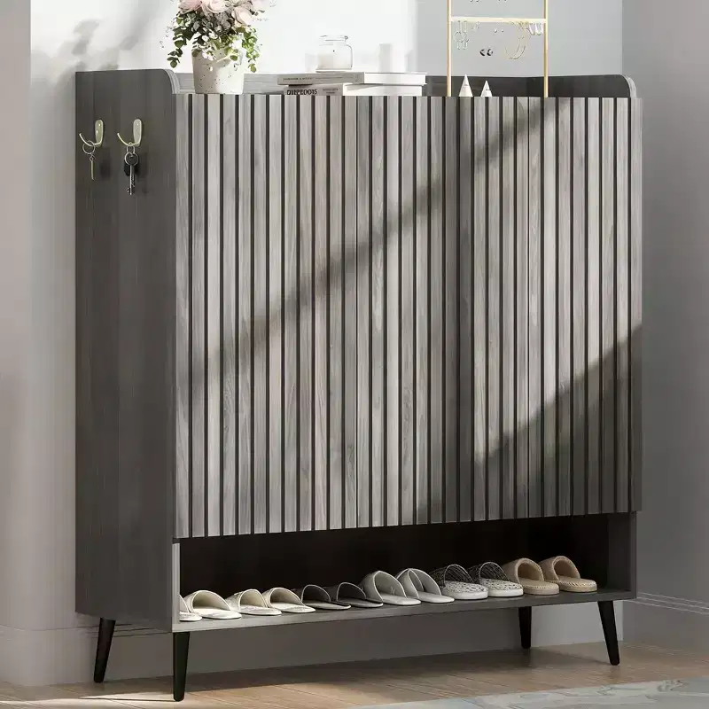Large 3-Door Shoe Cabinet with 6-Tier Adjustable Shelves & Hooks - 30+ Pairs