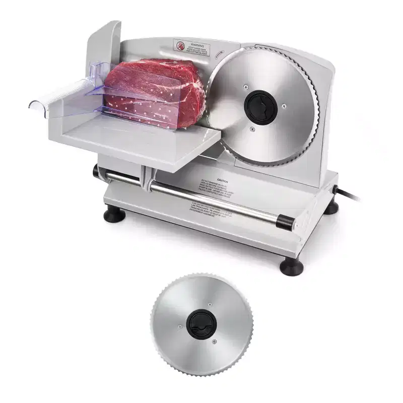 150W Electric Meat Slicer with 6.7 Inch SUS420 Stainless Steel Blades, Adjustable Thickness 0-0.6 Inch, ETL Certified Home Deli Food Slicer