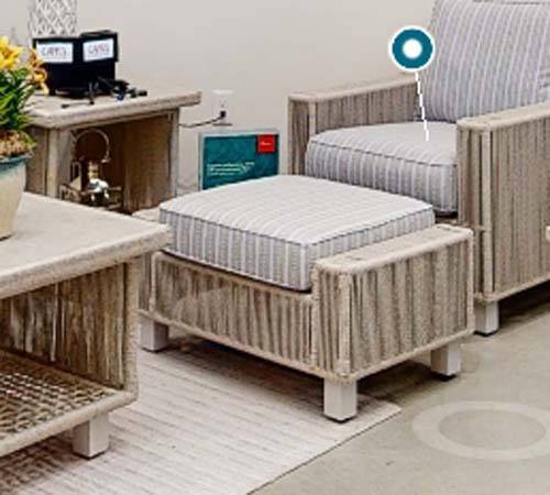 Outdoor Wicker Ottoman with Cushion Natural Gray Patio Footrest