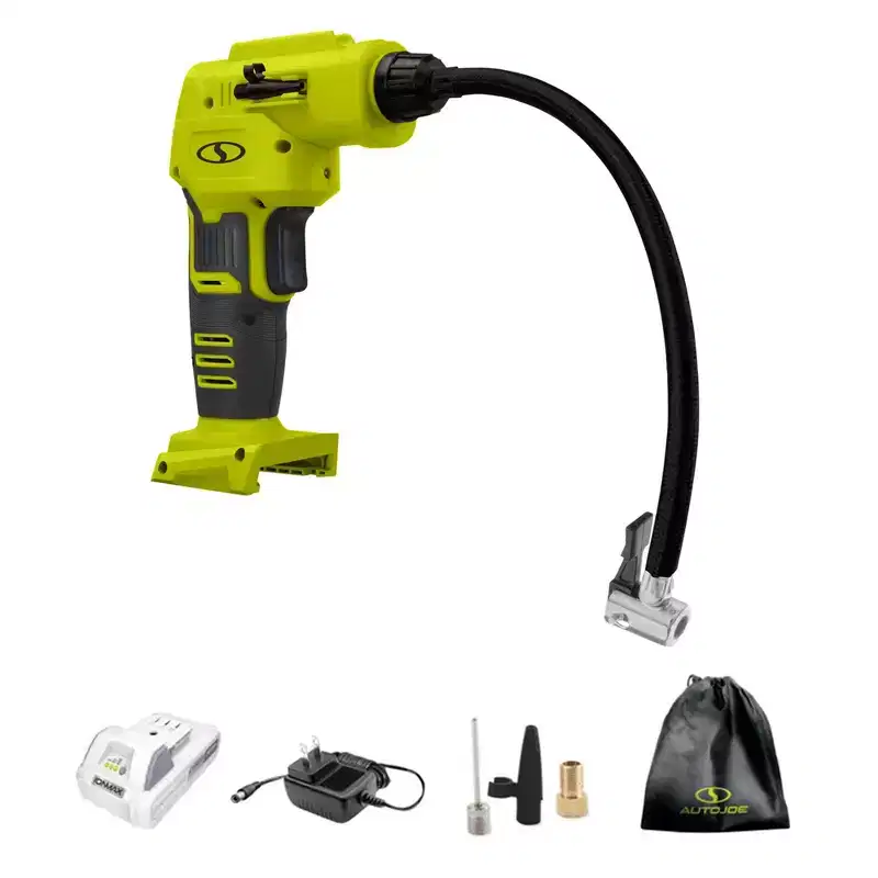 Sun Joe Auto Joe Portable Air Compressor, 24V 2 Ah Cordless Tire Inflator Pump with Battery and Charger for Bike and Pool Accessories, 24V-AJC-LTE