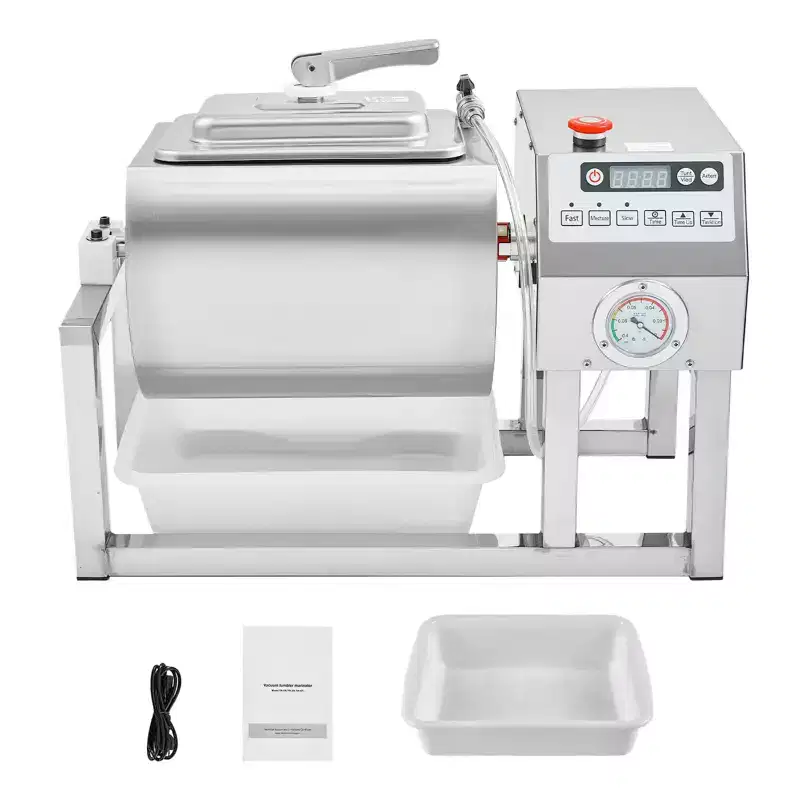 VEVOR Commercial Meat Tumbler Marinator, 20L Vacuum Tumbler Marinating Machine with Bidirectional Rotation and 3-Speed, Silver