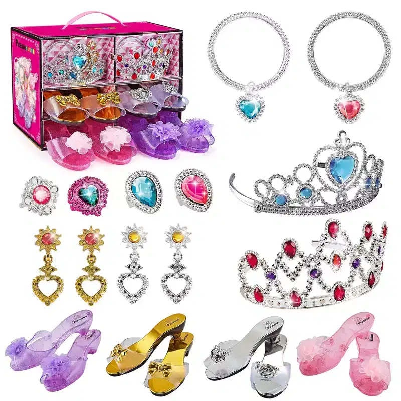 PICASSO-TILES Kids Fairytale Royal Princess Dress Up Toy Set with Tiara, Jewelry, Shoes & Fashion Accessories for Girls
