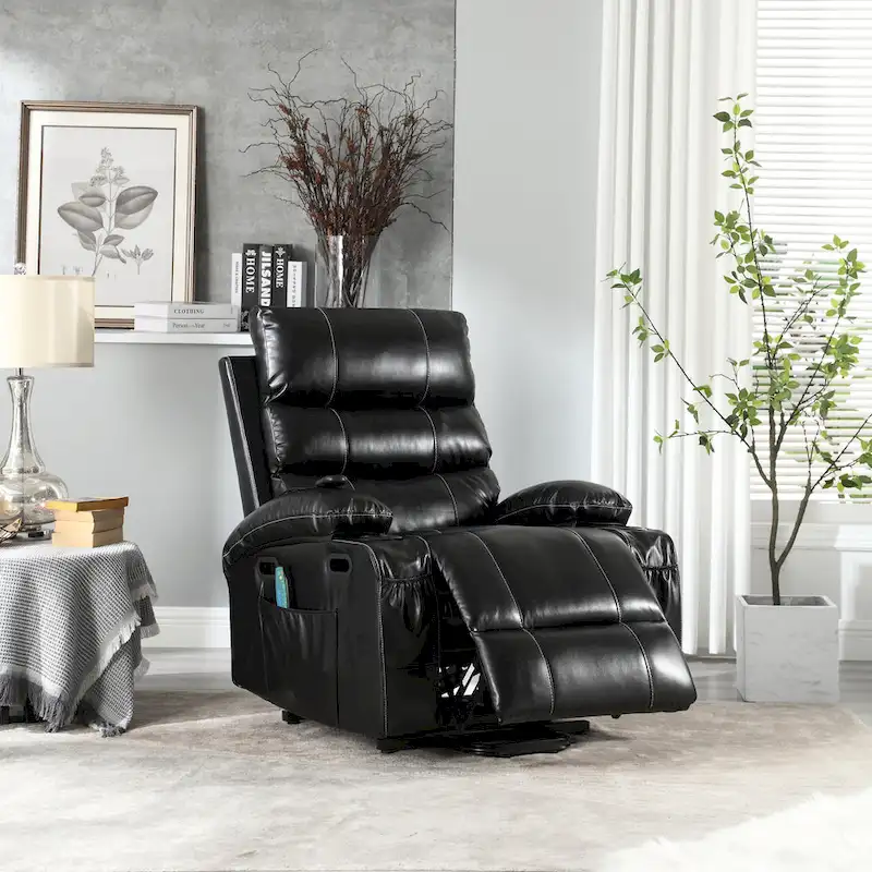 Power Lift Recliner Chair with 8-Point Massage, Lumbar Heat & Cup Holders �� For Seniors