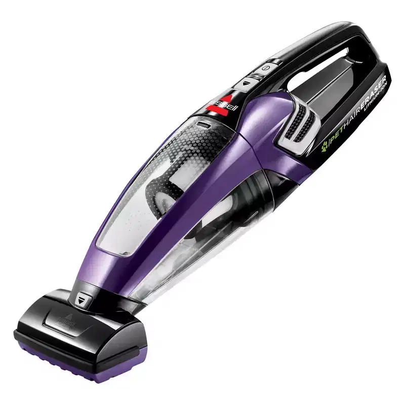 BISSELL Pet Hair Eraser Cordless Hand Vacuum 4.5" Cleaning Path Purple: Lightweight, Bagless, Handheld Vacuum for Carpet & Hard Floor