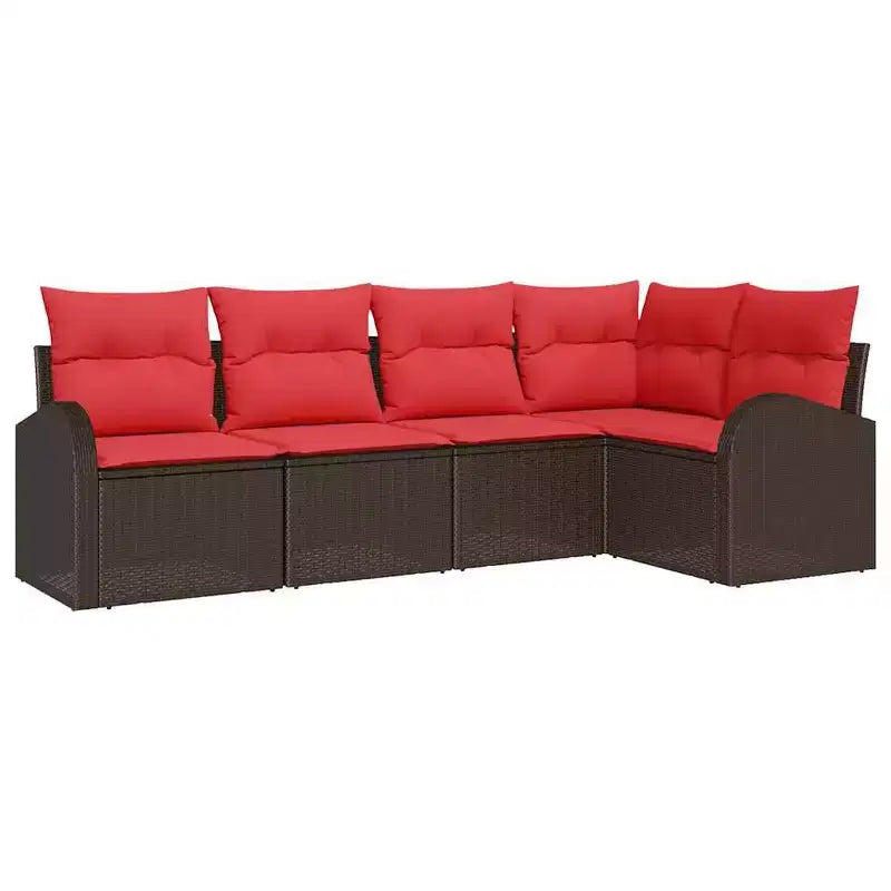 vidaXL Garden Sofa Set with Cushion 5 pcs Brown Poly rattan