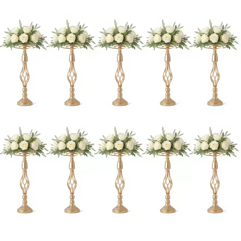 CuisinSmart 10 Pcs Metal Flower Stands Wedding Centerpieces for Table Decor, Crystal Wedding Flower Vases Arrangements for Wedding Party Home Decor