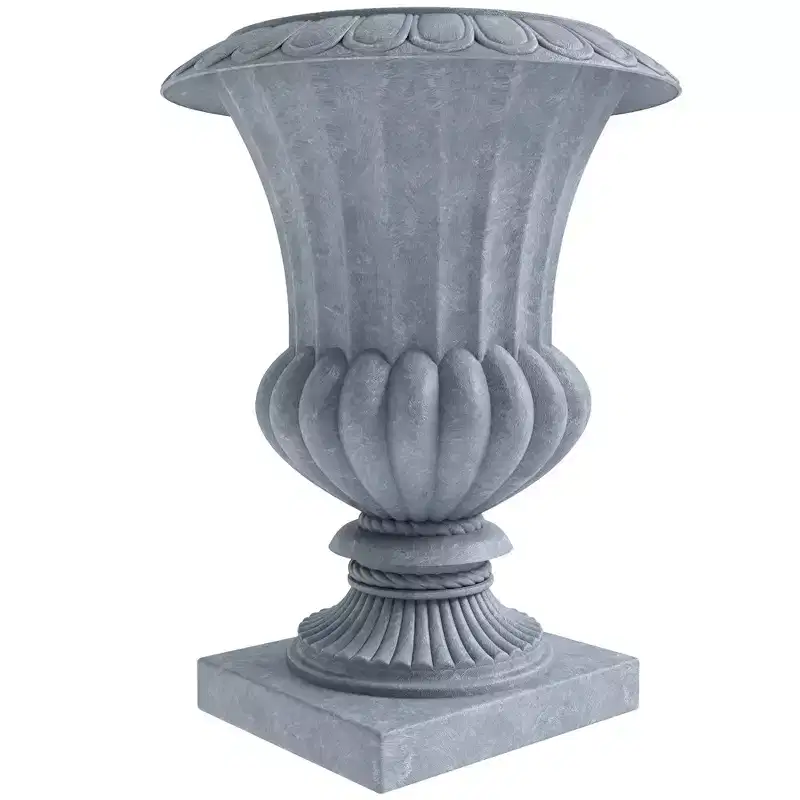 LeisureMod Lotus 28 Urn Fiberstone Planter with Drainage Holes, Weather-Resistant for Indoor/Outdoor Use
