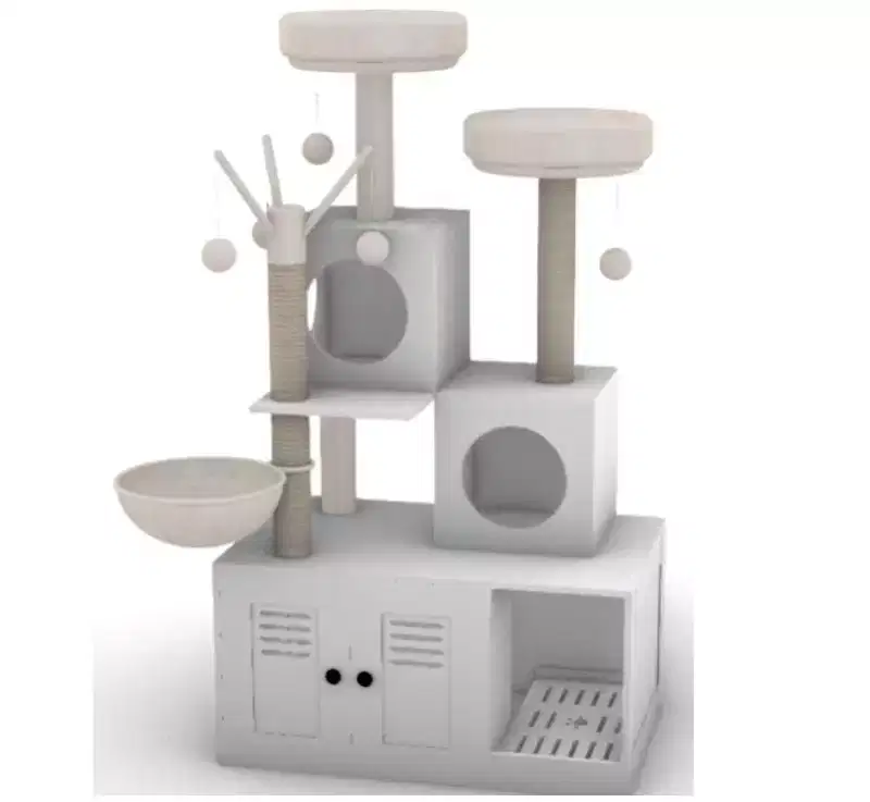 New Particleboard & Plush Cat Litter Cabinet 81 + Cat Tree