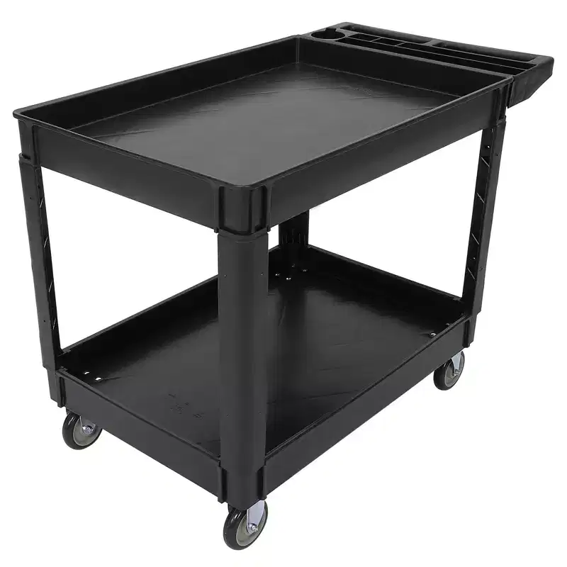 COZONY 2-Shelf Utility Cart. 45x25 Plastic Cart w/ 500LBS Capacity & 360 Wheels