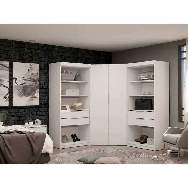 Mulberry 2.0 Semi Open 3 Sectional Modern 4 Drawer Wardrobe Corner Closet Set of 3