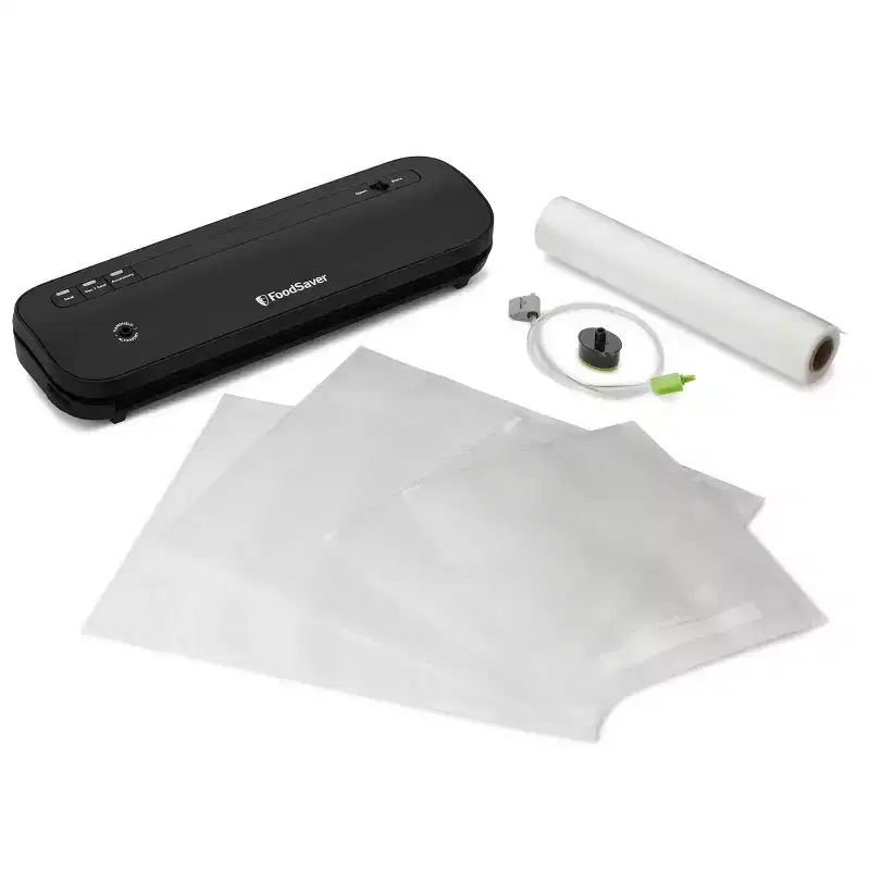 FoodSaver Space-Saving Vacuum Sealer with Bags and Roll Black: Compact Food Savers Vacuum System, Plastic & Metal