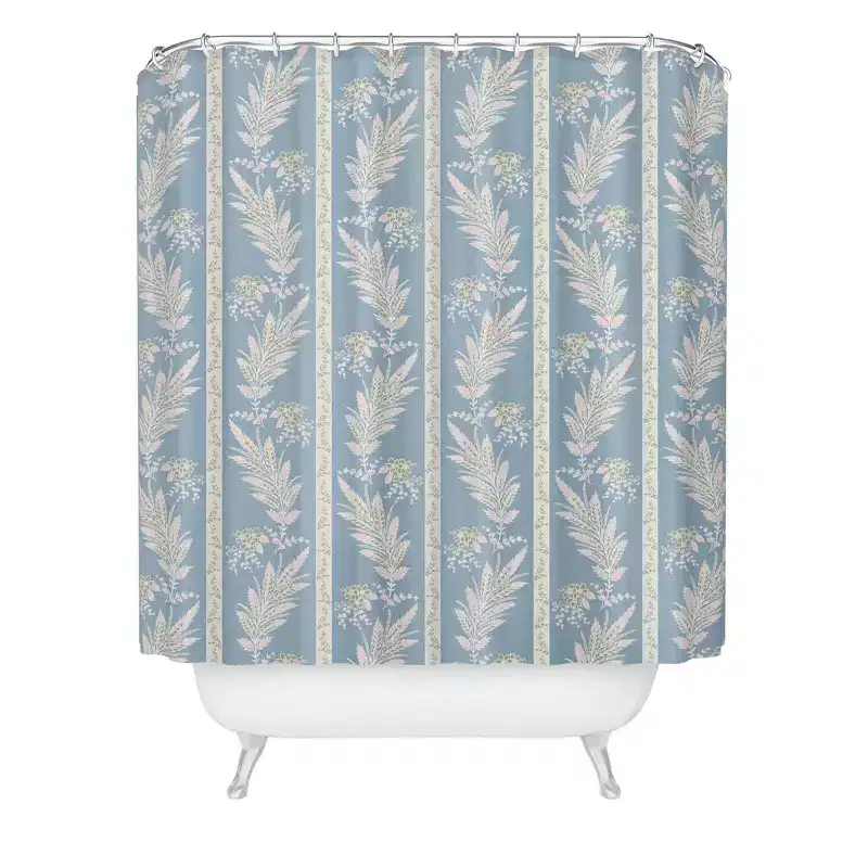 Deny Designs Schatzi Brown Celine Emma Leaf Vine Blue Shower Curtain