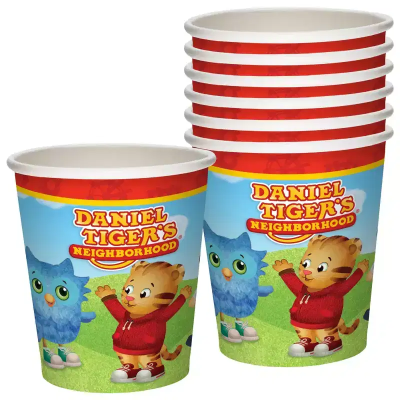 Treasures Gifted Daniel Tiger Cups - 9oz Party Cups - Daniel Tiger Birthday Decorations - Disposable Paper Cups