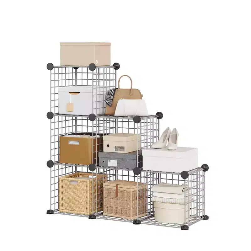 Wire Cube Storage 6-Cube Modular Closet Organizer Shelf Unit for Bedroom Office, Gray