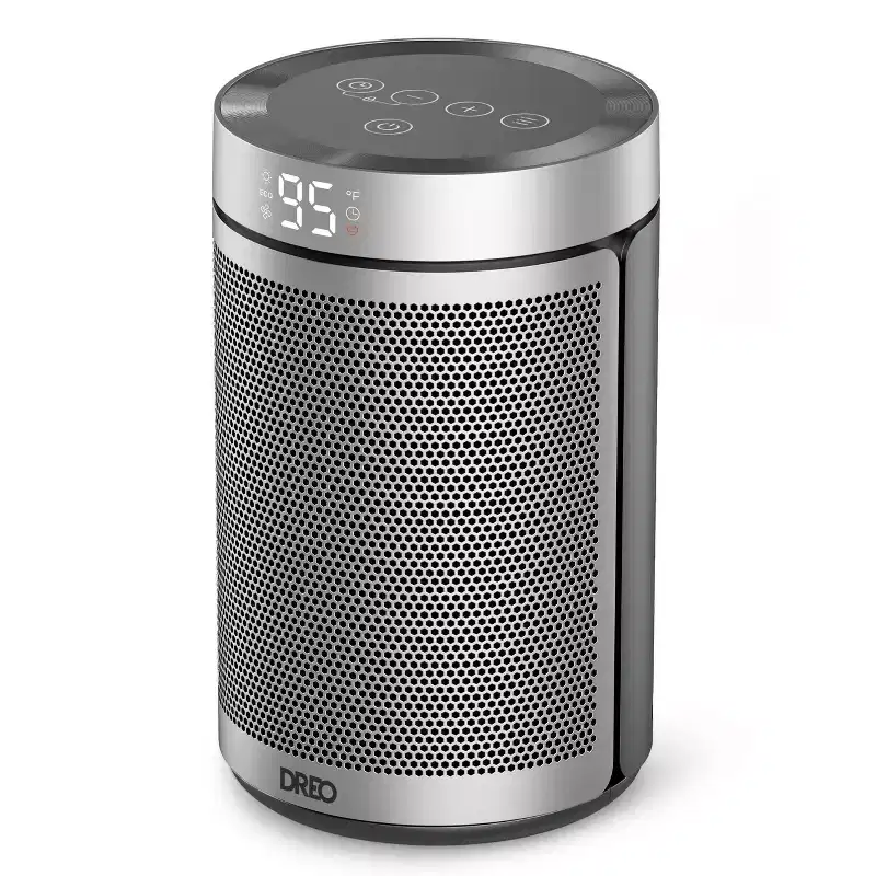 Dreo Atom Indoor Space Heater Portable Heater Silver: Small Ceramic Tower Heater for Bedroom, 1500W, Fan Driven, ETL Listed