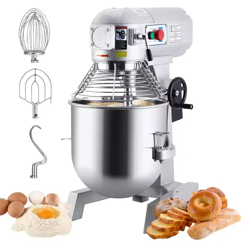 30QT Commercial Stand Mixer - 1100W Heavy Duty Dough Mixer with 3 Speeds for Bakery/Pizzeria (Stainless Steel Bowl, Silver)