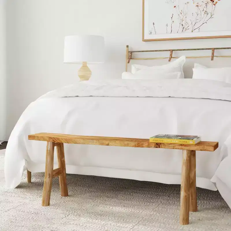 East at Main Acacia Skinny Bench Brown: Solid Wood, Rectangular, Unupholstered, Entryway Seating