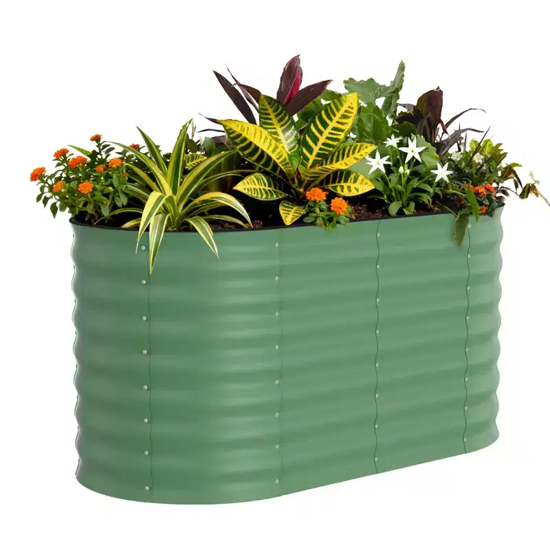 Heavy-Duty Galvanized Steel Raised Garden Bed,Open-Bottom Design for Drainage&Aeration,Ergonomic Planter Box,for Vegetables Flowers Herbs Home Garden