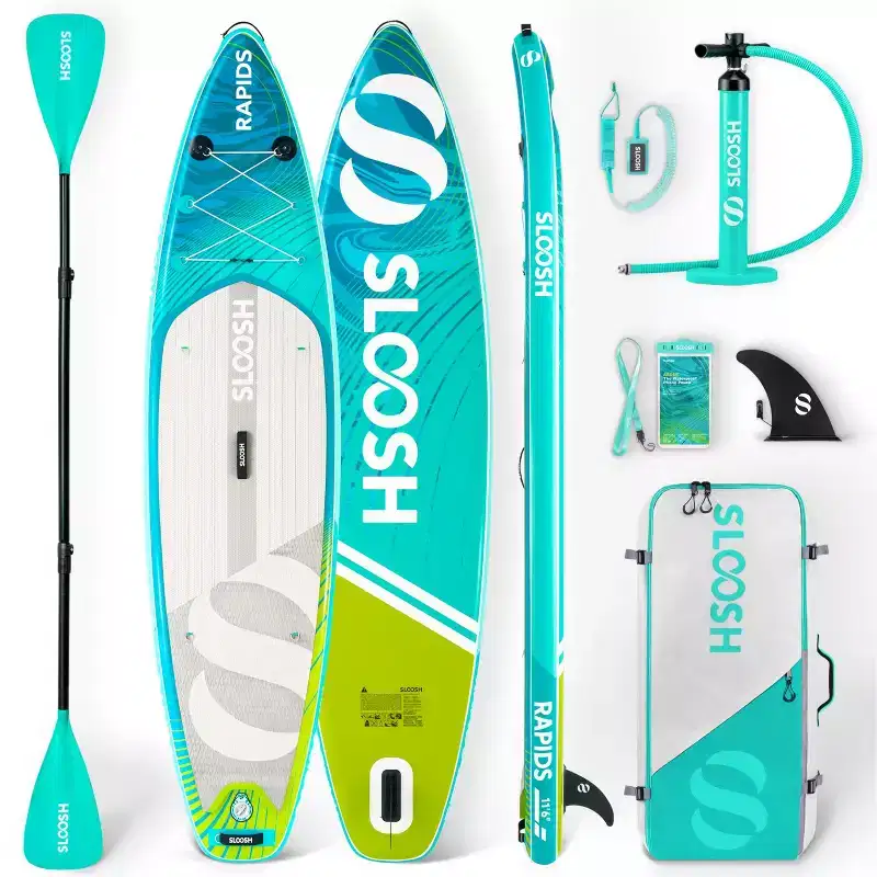 SLOOSH 11'6 Inflatable Stand Up Paddle Board with Premium Accessories, Non-Slip EVA Deck, Ultra-Light Carry Bag Pump, Rapids SUP for Youth & Adults