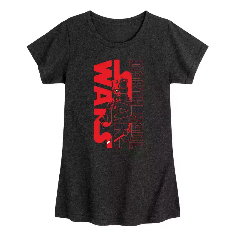 Girls' - Star Wars - Darth Maul Logo Black Only Fitted Short Sleeve Graphic T-Shirt