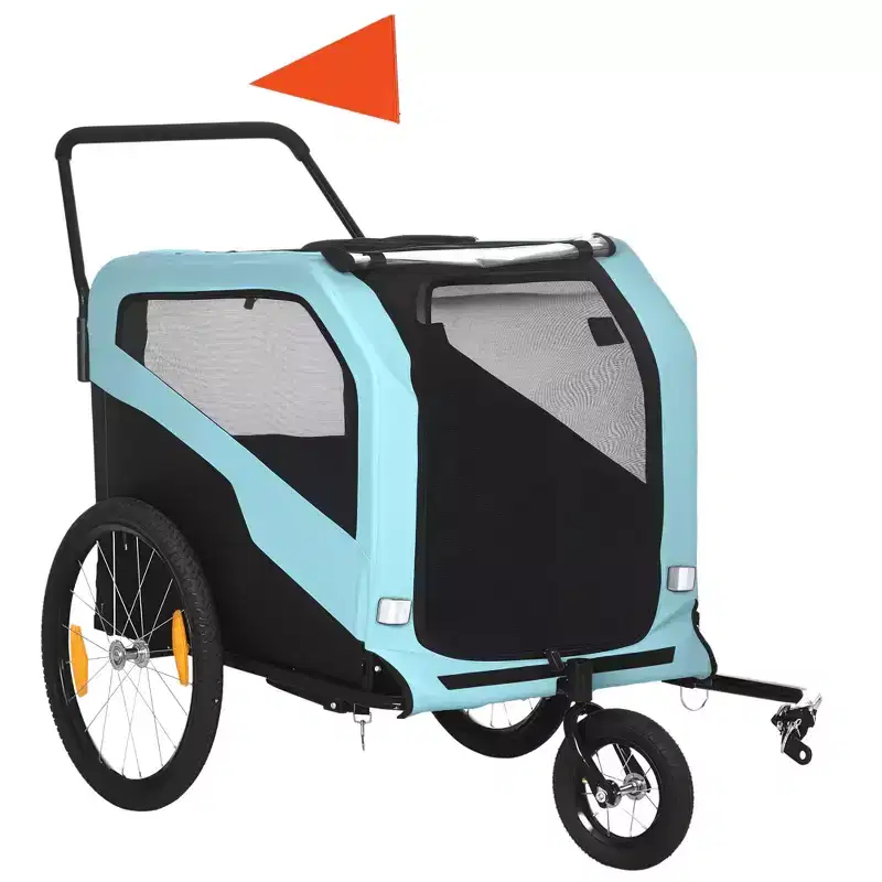 2-in-1 Dog Bike Trailer Pet Stroller Carrier for Large Dogs with Hitch, Quick-release Wheels, Foot Support, Pet Bicycle Cart Wagon Cargo for Travel