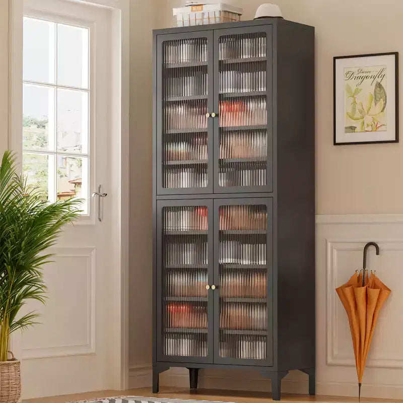 71" Large Metal Shoe Cabinet with Doors, Adjustable Shelves, Shoe Closet Storage for Entryway Hallway Living Room